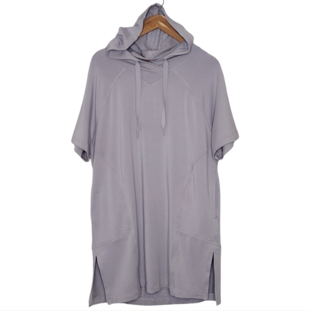 Athleta Cabana Light Purple Relaxed Fit Tunic Hoodie Sweatshirt Size M